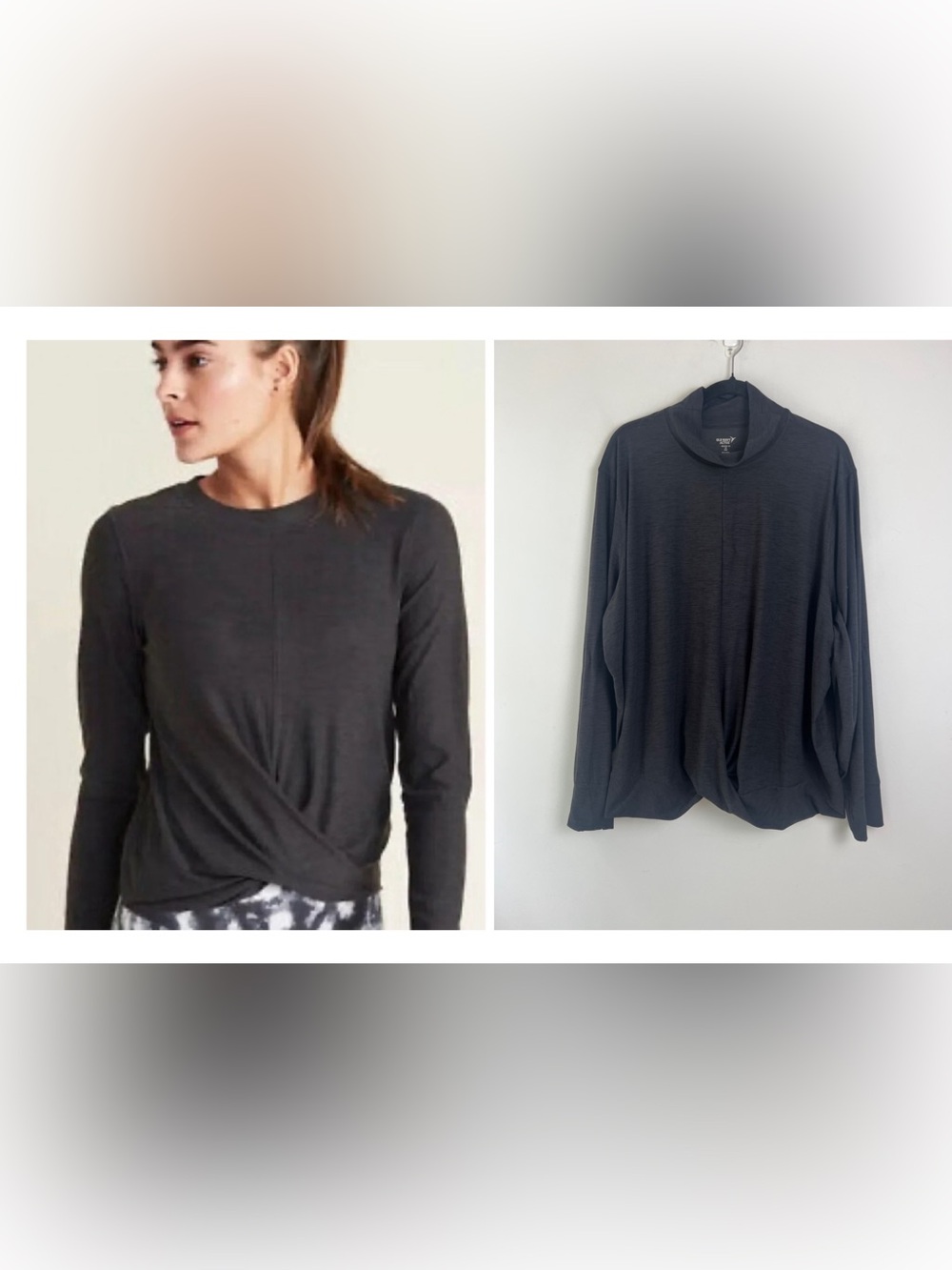 Old Navy Active Women's 4X Dark Gray Funnel Neck Twisted Front Crossover Top